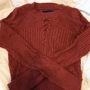 red cropped sweater